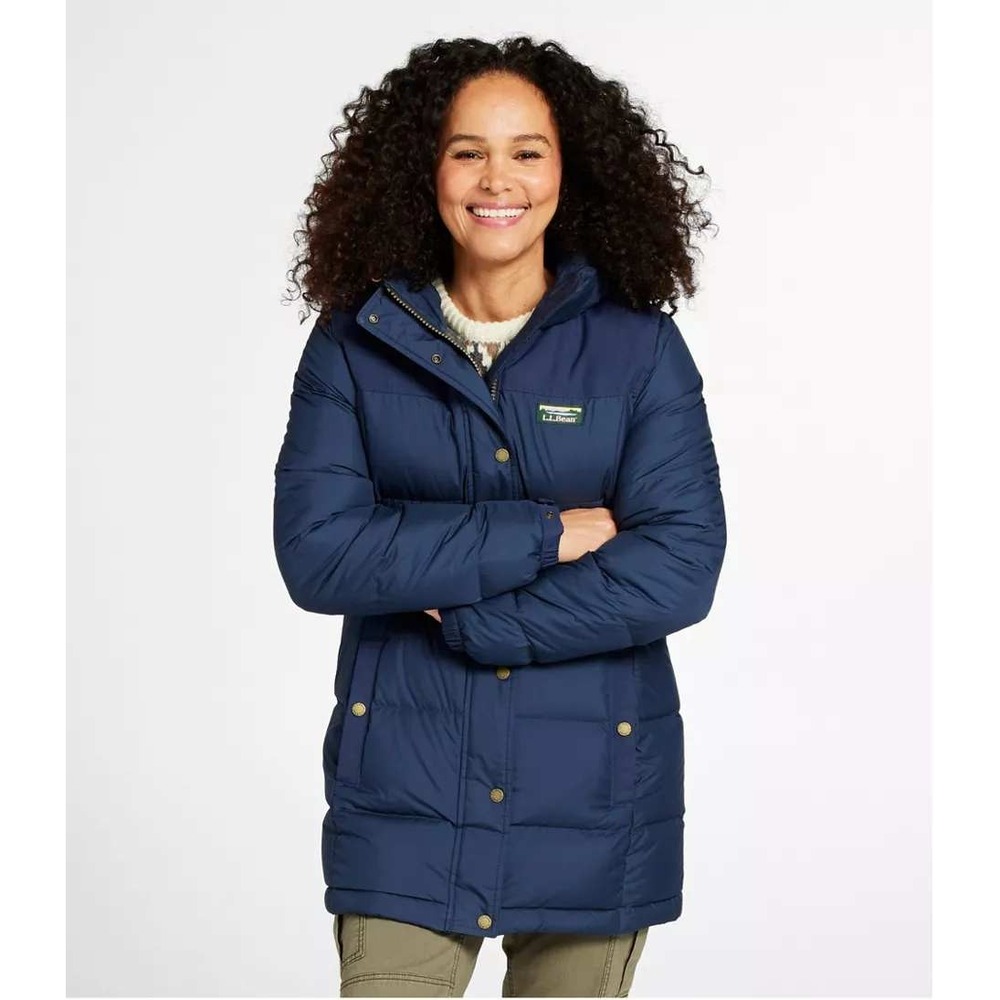 LL Bean Mountain Classic Down Parka Womens Sz M Navy Puffer Coat Outdoor Winter - Picture 2 of 13